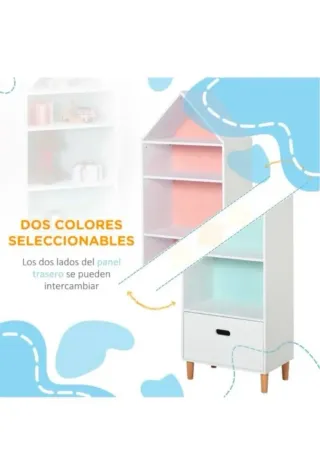 Estantería Casita Blanca y Azul