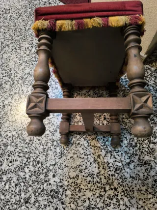 Banqueta Vintage Terciopelo y Madera