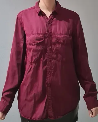 Camisa burdeos manga larga