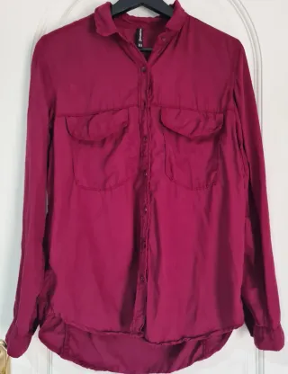 Camisa burdeos manga larga