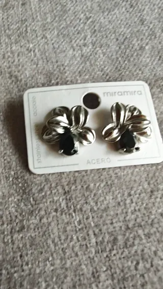Pendientes Miramira Flor Negra Acero
