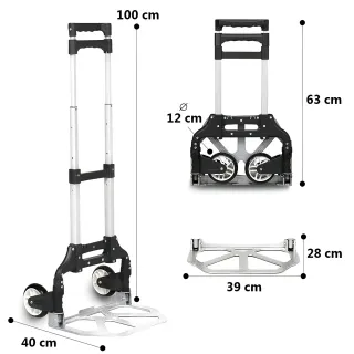 Carrito plegable de transporte 80 kg con mango tel