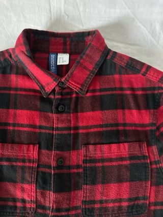 Camisa de cuadros felpa roja y negra