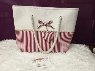 Bolso BH TEXTIL Lona Rayas Rojas Blanco