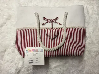 Bolso BH TEXTIL Lona Rayas Rojas Blanco