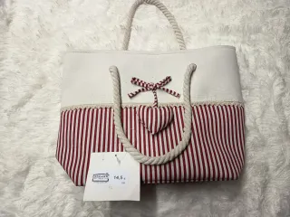 Bolso BH TEXTIL Lona Rayas Rojas Blanco