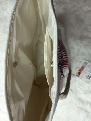 Bolso BH TEXTIL Lona Rayas Rojas Blanco