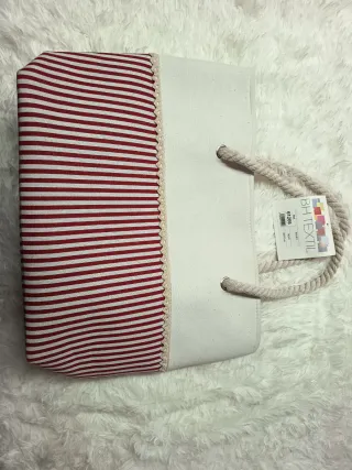 Bolso BH TEXTIL Lona Rayas Rojas Blanco