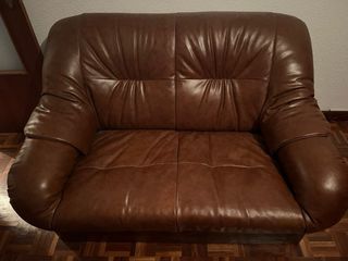Conjunto Sofás Cuero 2 y 3 Plazas Marrón