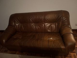 Conjunto Sofás Cuero 2 y 3 Plazas Marrón