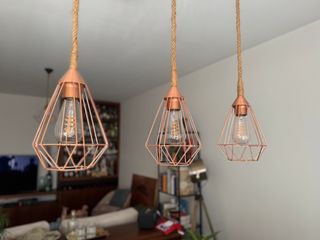 Conjunto 3 Candeeiros Cobre Geométricos