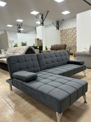 Sofá cama chaiselongue nuevo gris MODERNO