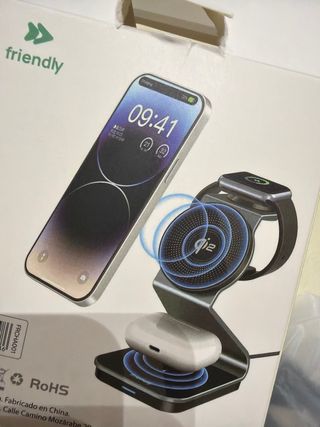 Cargador 3 en 1 Friendly Qi2 Negro