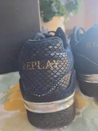 Zapatillas Replay Negras Piel Serpiente