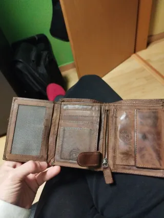 Cartera de piel con diseño de moto