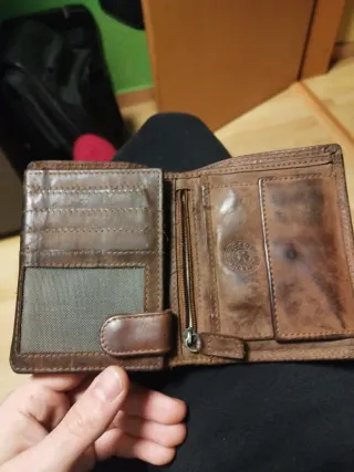 Cartera de piel con diseño de moto