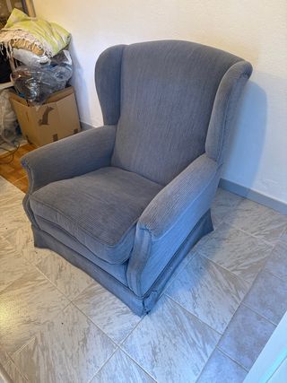 Sillón individual gris tela