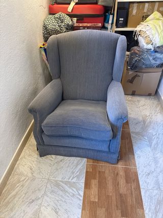 Sillón individual gris tela