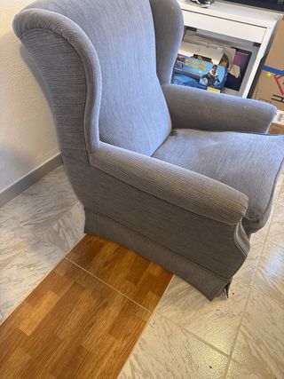 Sillón individual gris tela