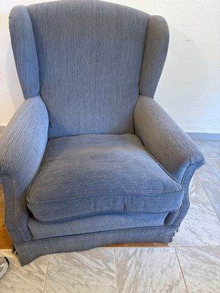 Sillón individual gris tela