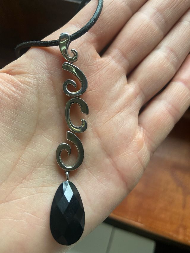 Colgante Plata con Piedra Negra
