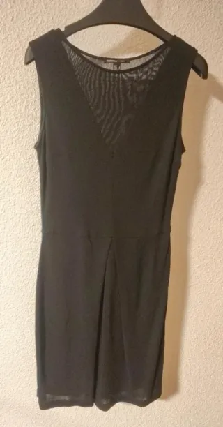 Vestido Negro Mango Escote Rejilla Talla M