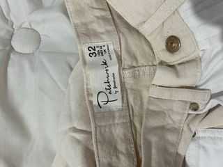 Pantalón dos tonos beige y blanco