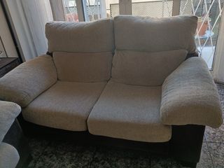 Sofá 2 y 3 plazas beige y marrón