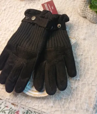 Guantes Piel y Lana Talla L Vintage Unisex