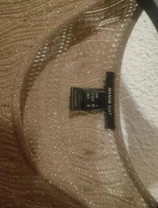 Vestido Lurex Dorado Mango Talla L