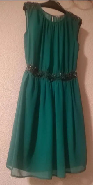 Vestido Zara Trafaluc verde esmeralda