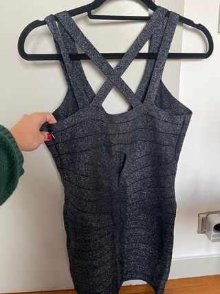 Vestido fiesta brillo negro