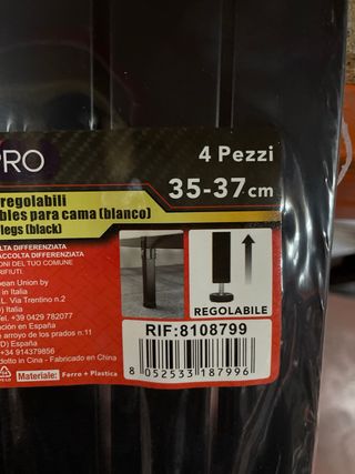 4 Patas Cama Ajustables EMIPRO 35-37cm