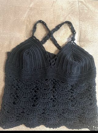 Borsa uncinetto nera con perline