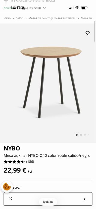 Mesa auxiliar redonda JYSK madera y metal