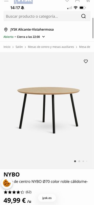 Mesa auxiliar redonda JYSK madera y metal