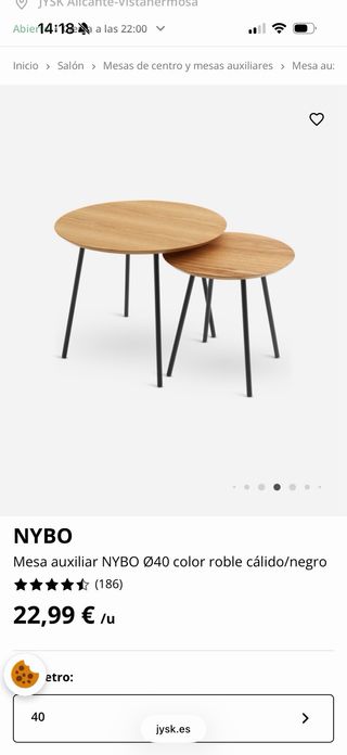 Mesa auxiliar redonda JYSK madera y metal