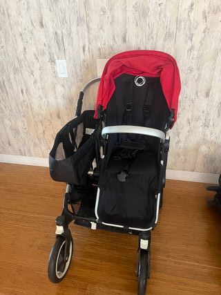 Bugaboo Donkey Cochecito Doble Rojo/Negro