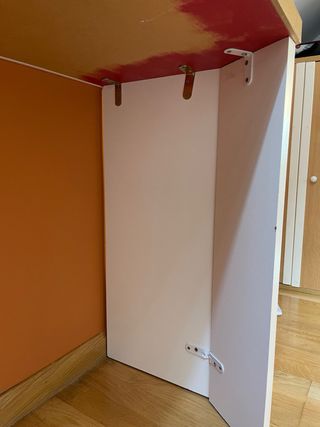 Mesa escritorio madera y blanco hecha a mano