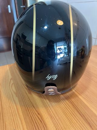 Casco Moto Café Racer Retro Negro Dorado