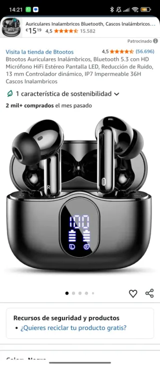 Auriculares Bluetooth Inalámbricos Negros