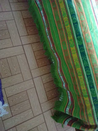 Colcha artesana Cama 0,90 Multicolor con flecos