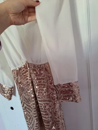 Vestido cóctel blanco y oro Talla S