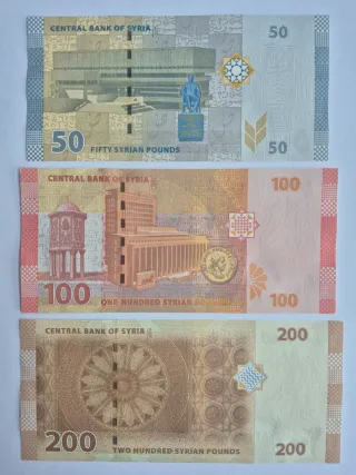 Lote 3 Billetes Siria 50, 100, 200 Libras