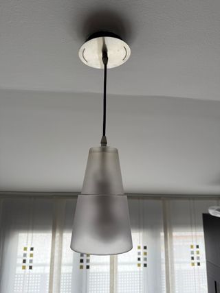 2 Lámparas de techo colgante cristal y metal