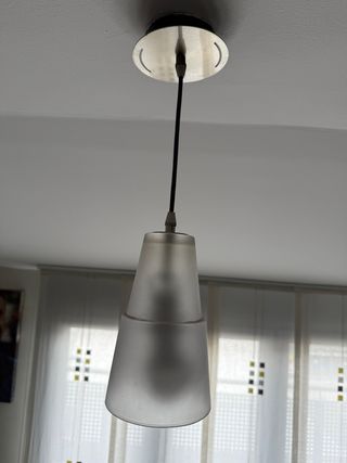 2 Lámparas de techo colgante cristal y metal