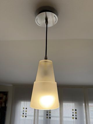 2 Lámparas de techo colgante cristal y metal