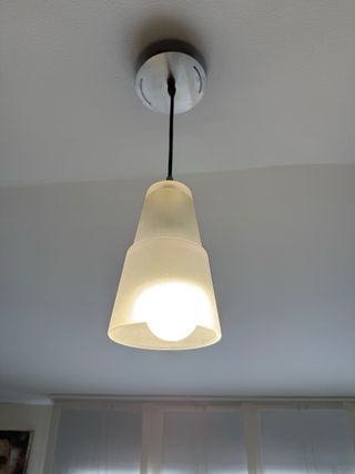 2 Lámparas de techo colgante cristal y metal