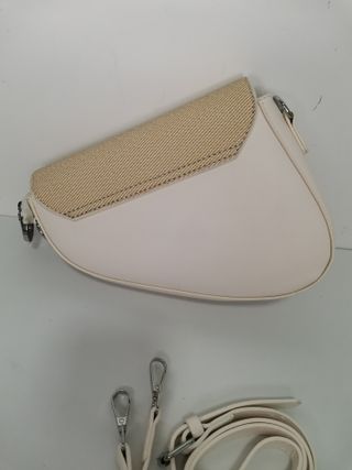 Borsa a tracolla beige e bianca