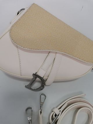 Borsa a tracolla beige e bianca